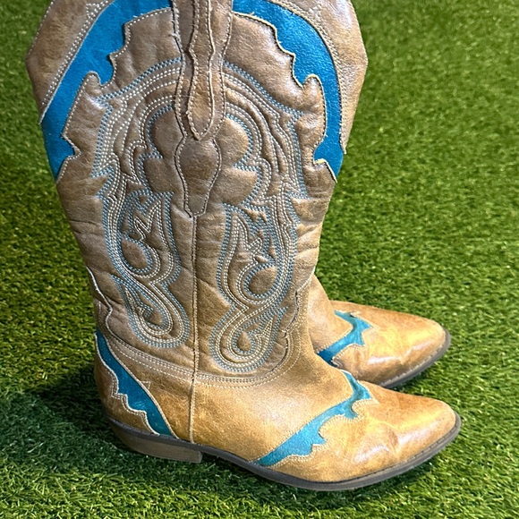 Diego Di Lucca “Beau” Brown & Blue Boots - Picture 1 of 7
